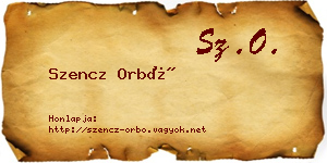 Szencz Orbó névjegykártya